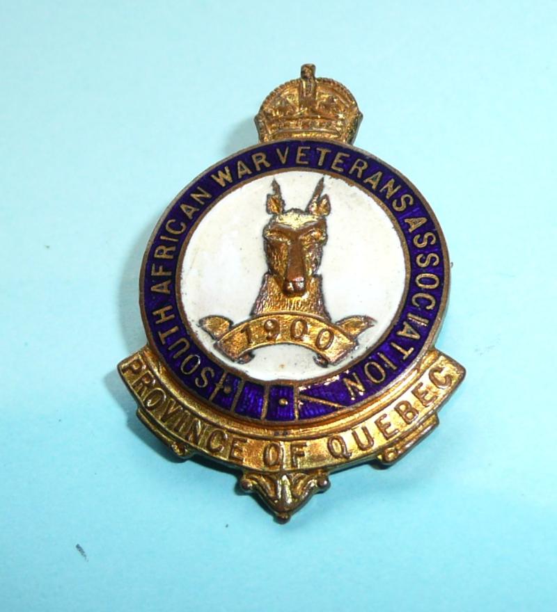 Canadian - Boer War Old Comrades Veterans Association Quebec Enamel Pin Badge Brooch - Dated 1900