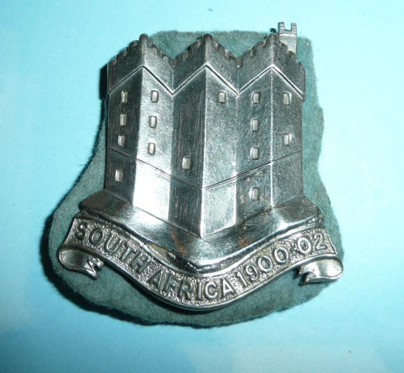 Northumberland Hussars Yeomanry NCOs (Non-Commissioned Officer's) White Metal Arm Badge with original Light Blue Felt Backing