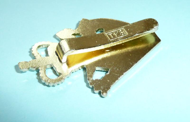 Ulster Defence Regiment / Royal Irish Regiment Other Ranks Gold Coloured AA Anodised Beret Cap Badge - Slider